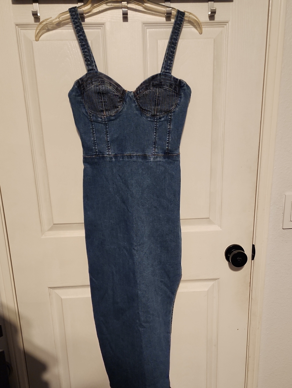 Forever 21 Dark Blue Denim Bodycon Midi Dress